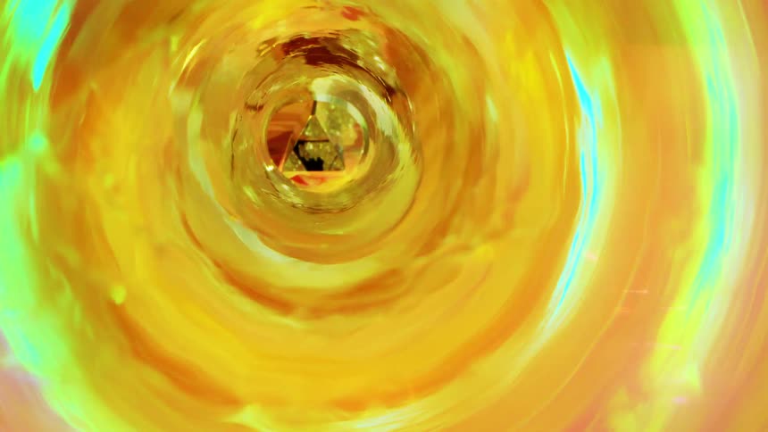 Crystal triangle seen through a cylindrical package