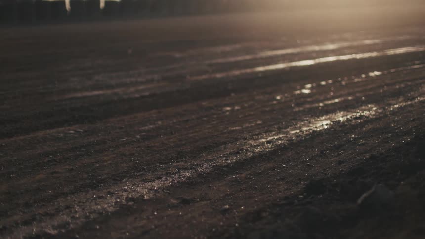 The motocross track is full of mud
