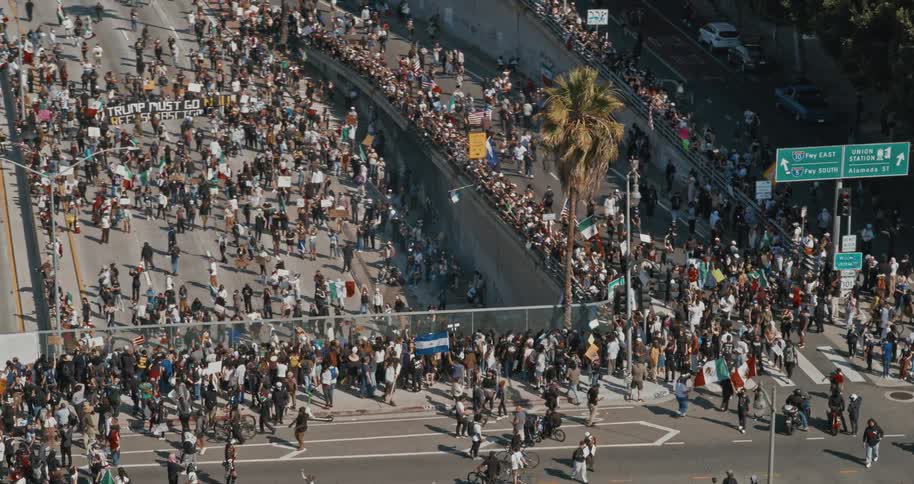The roads and freeway are full of protesters