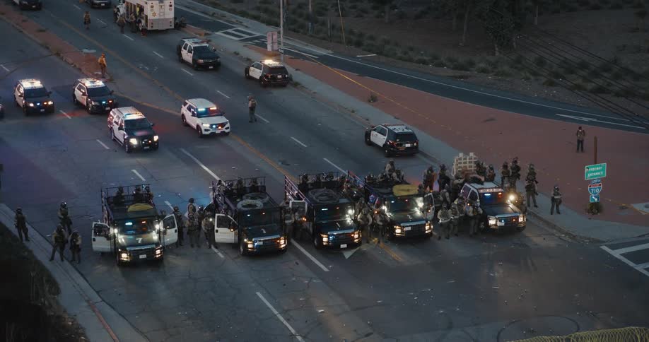 Police have blocked the roads with barb wire