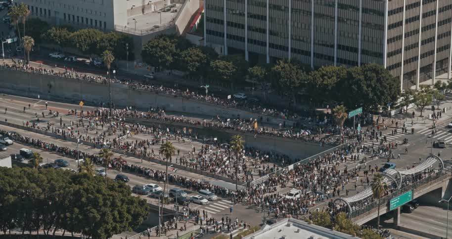 Protesters are marching and blocking the freeway