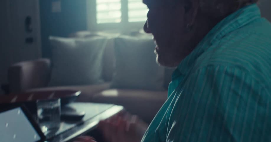 A woman is arguing with someone on the tablet
