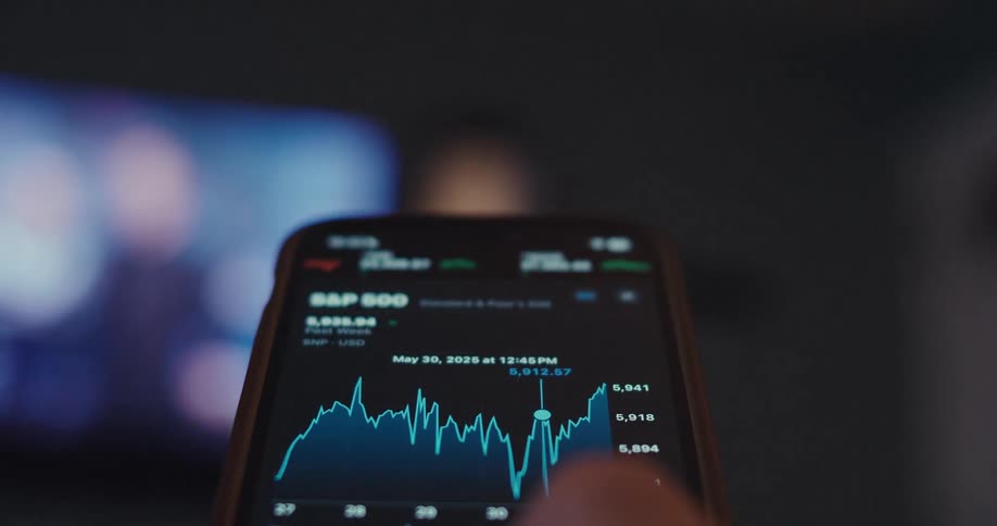 A person is looking at stock information on their phone
