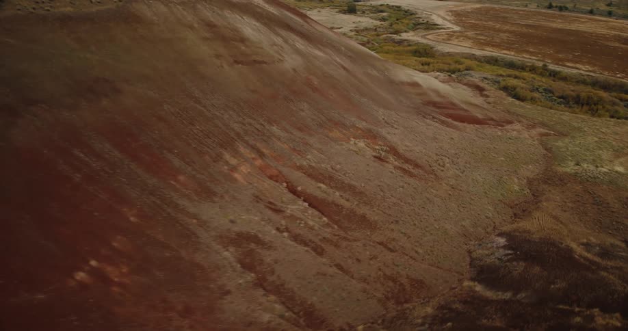 A valley with hills and a series of small trees scattered across the dense land at midday