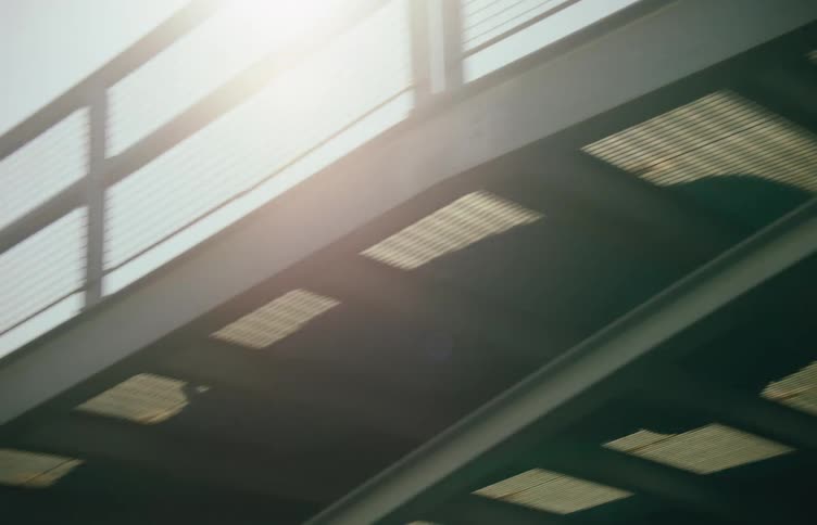 A car drives overhead