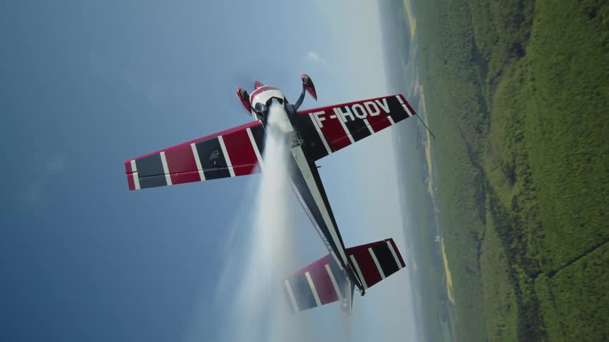 Small plane performing aerial maneuvers