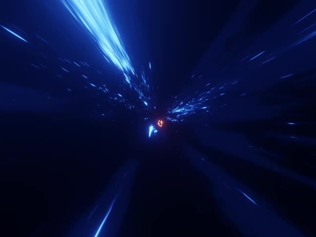 Blue and yellow lights fly by