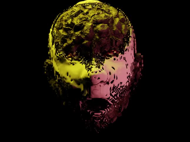Abstract face against a black background