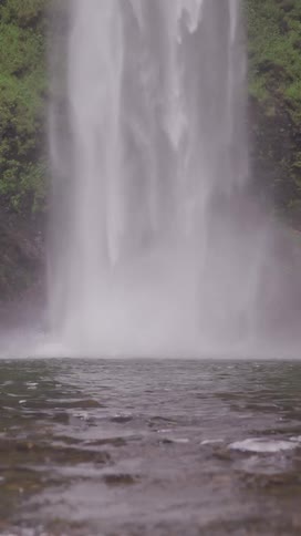 A waterfall cascades down