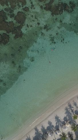 Aerial view of a tropical turquoise sea