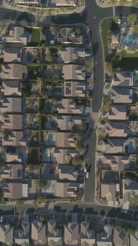 Aerial view of a residential neighborhood in the suburbs