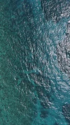 Sunlight reflects on the blue water