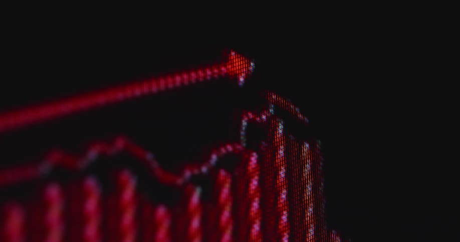 A red arrow moves upwards across the screen as a bar graph animation is forming beneath it presenting statistical data and visualizing the dramatic increase of prices and production costs