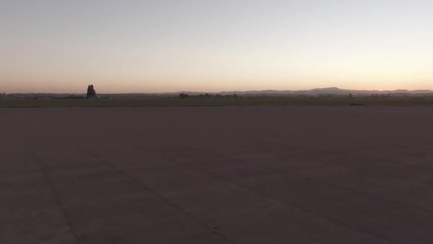 Aerial landscape of a field at dawn