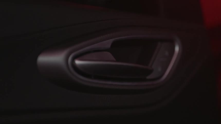 The door handle of a car is shown