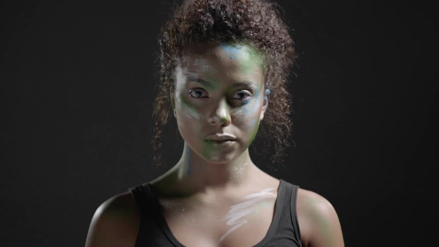 Woman wearing face paint