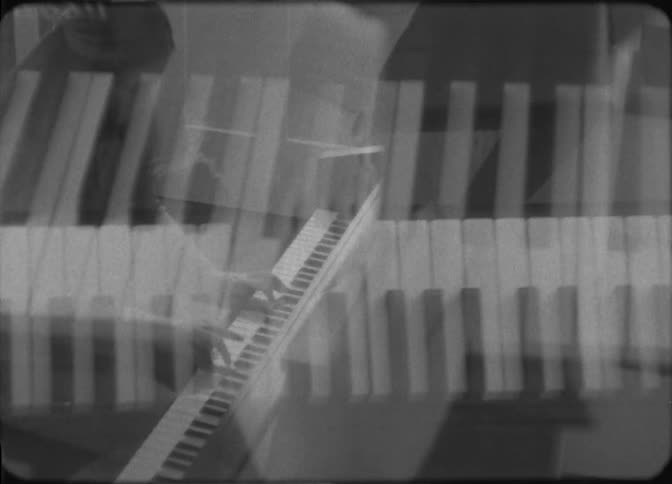 Multiple exposures of a woman playing the piano
