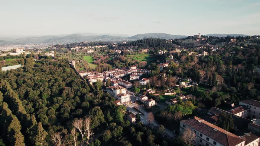 The homes are in the middle of many trees