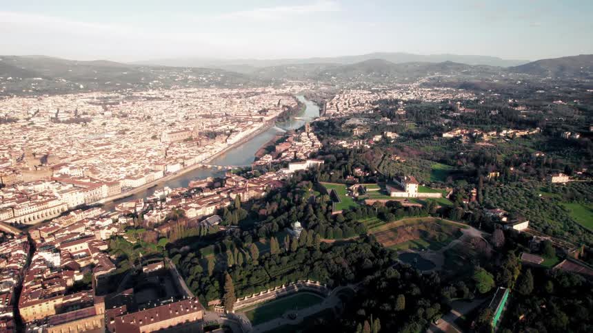 A canal separates the city from the country