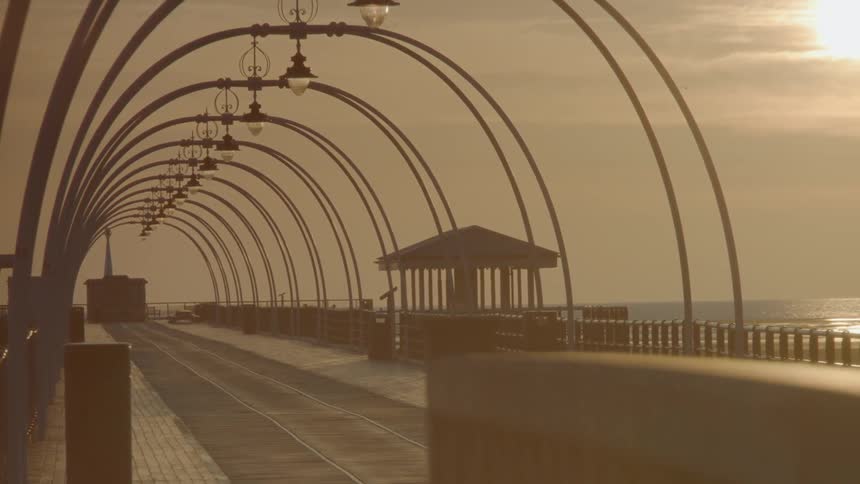 A dock near sunrise