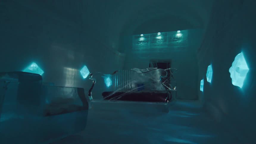 Lobby of an ice hotel