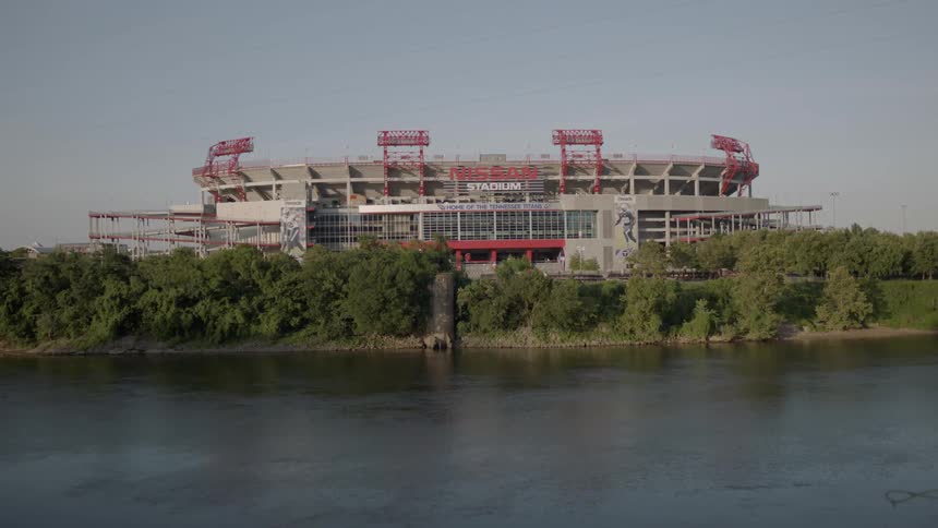 A stadium near a body of water