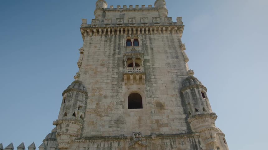 A weathered building on a clear day