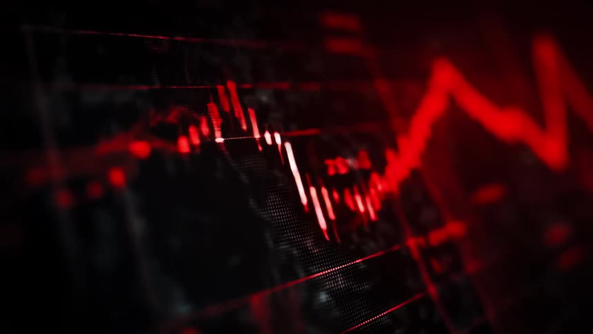 Red falling financial market chart