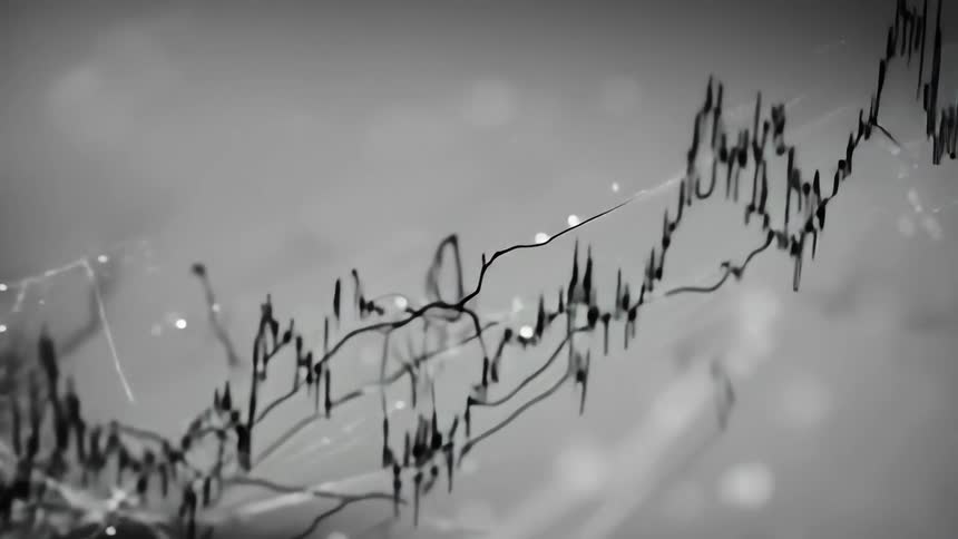 Financial market candle chart against a gray screen