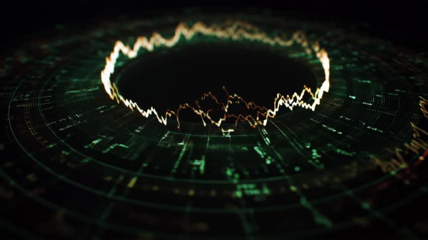 Financial market chart in patterns against a dark background