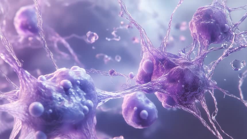 Abstract liquid molecules in light purple coloration