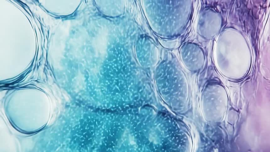 Abstract liquid and organic matter in blue and purple coloration