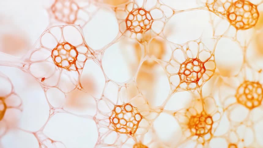 Microscopic view of a plant cell structure showing intricate honeycomblike patterns