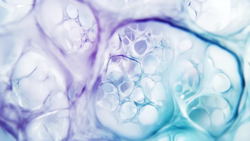 Abstract cells in blue and purple coloring