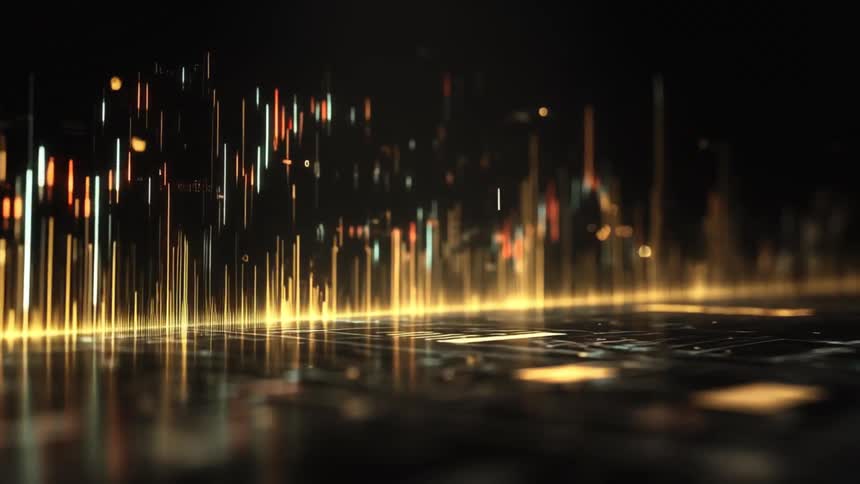 A wall of graphs reflected on the floor