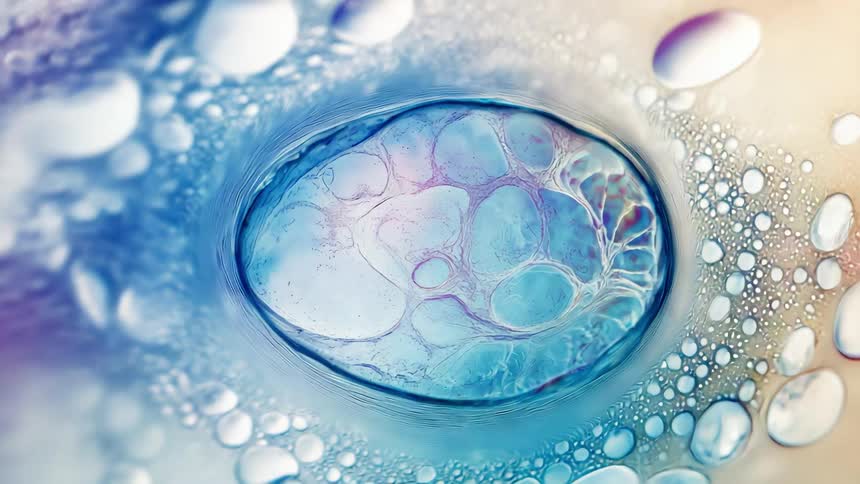 Abstract oval colored liquid molecule