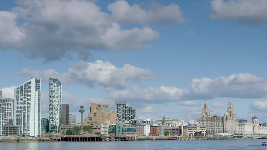 A city on a partly cloudy day