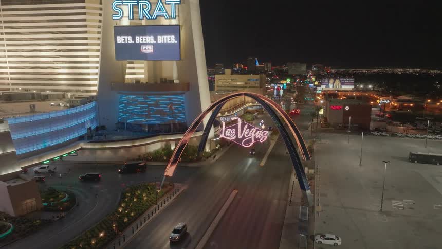 Las Vegas street lit up at night
