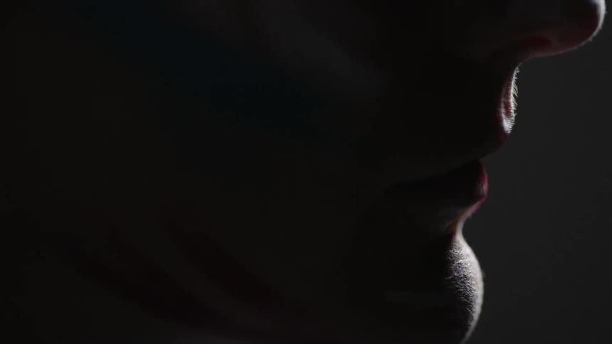 A woman's lips and chin are shown