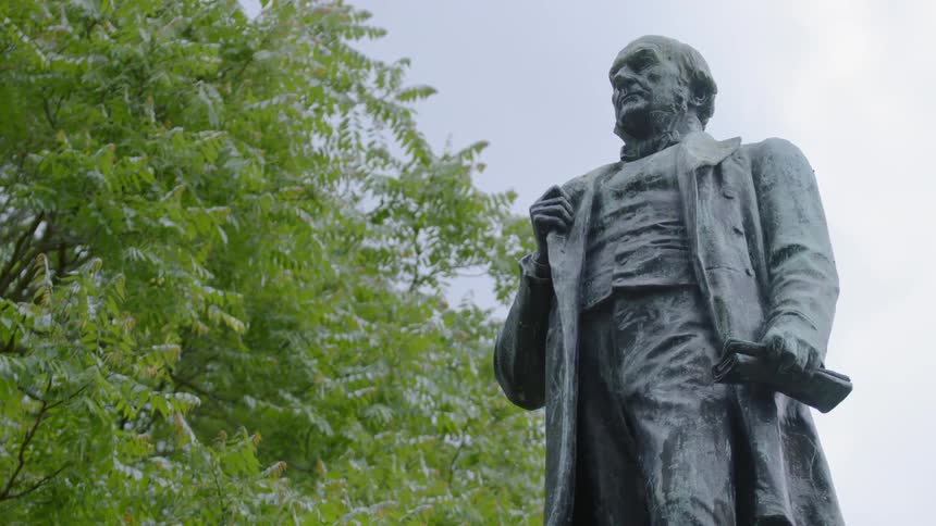 Old statue of a man outside