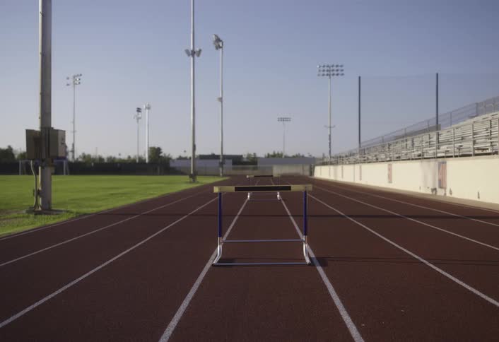 Athletics track with obstacles