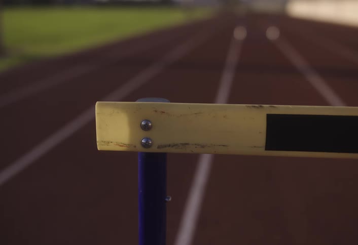 A hurdle on a track
