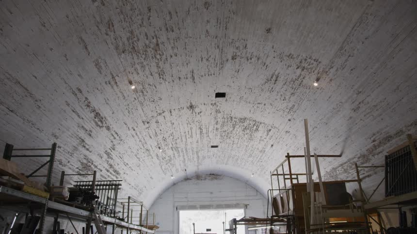 The large interior of a dome shaped room