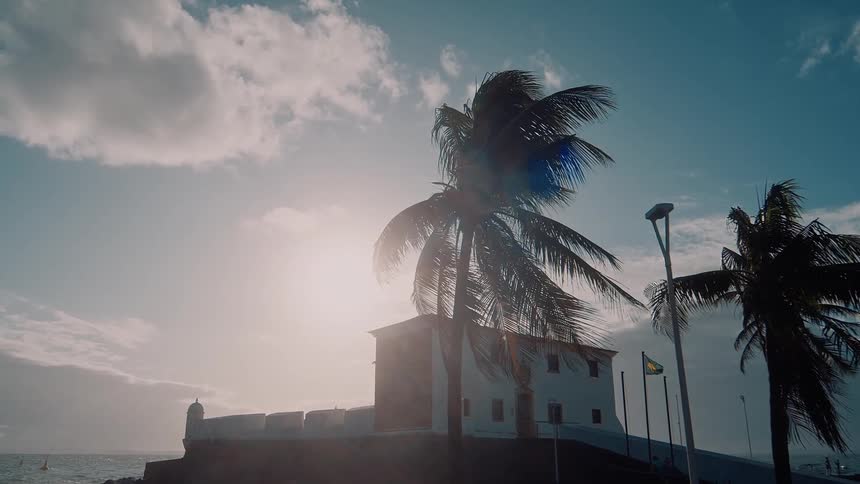 Fort on the edge of a tropical beach in brazil