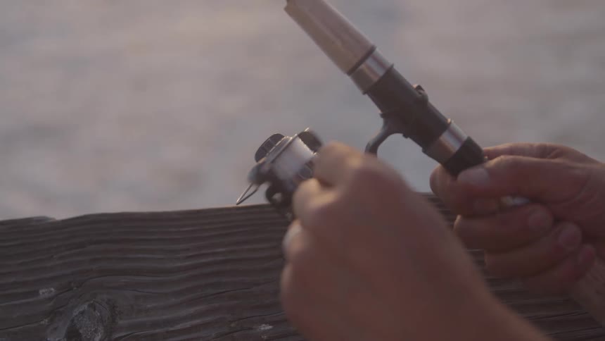Reeling in a fishing rod