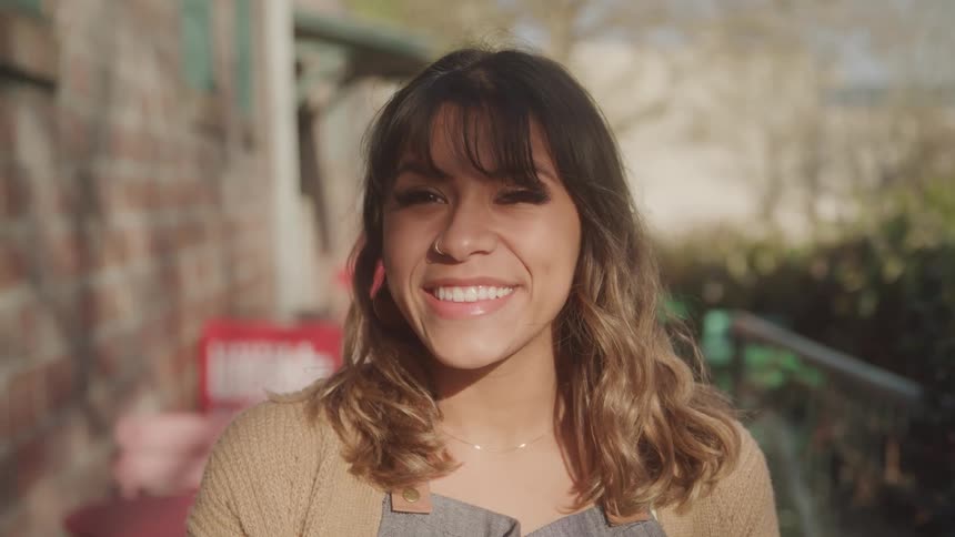 Smiling woman outdoors