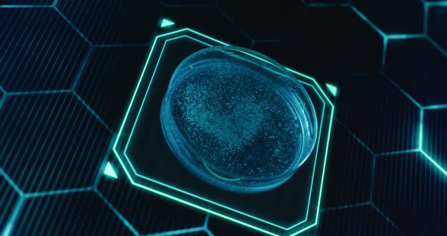 A hand places down a petri dish which triggers the electricity