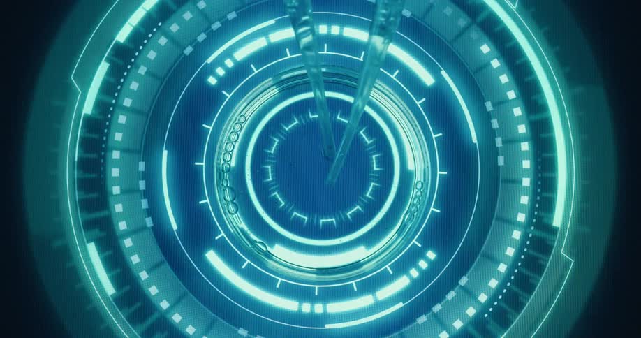 Liquid is injected into the petri dish and a machine scans and flashes lights