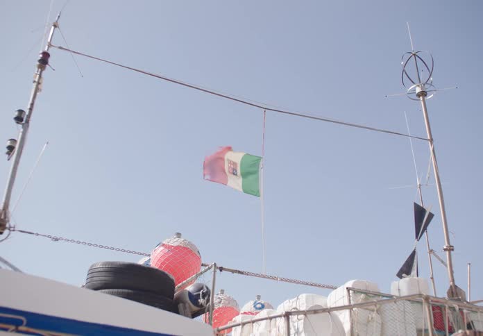 The wind is blowing the flag