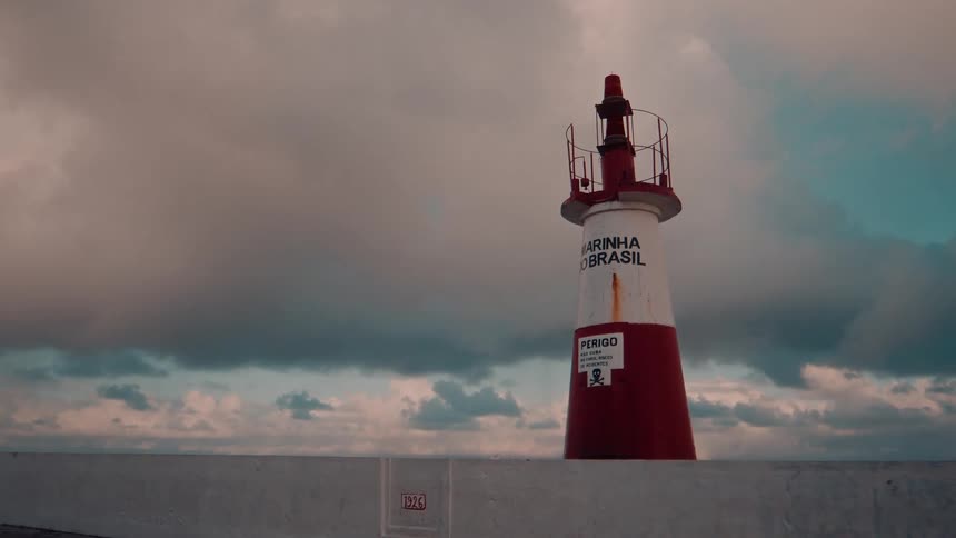 A beacon is on the shore line
